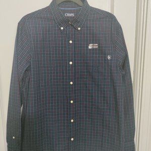 Brand New w/tags Chaps Mens Dark Blue Plaid Long Sleeve Button Down - Size M